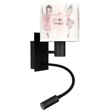 BRILAGI - LED bērnu lokanā sienas lampa BOBO 1xE27/25W/230V + LED/3W melna/balta/rozā/balerīnas
