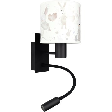 BRILAGI - LED bērnu lokana sienas lampa BOBO 1xE27/25W/230V + LED/3W melna/balta/trusīši