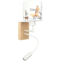 BRILAGI - LED bērnu lokana sienas lampa BOBO WOOD 1xE27/25W/230V + LED/3W ozols/balts/dzīvnieciņi