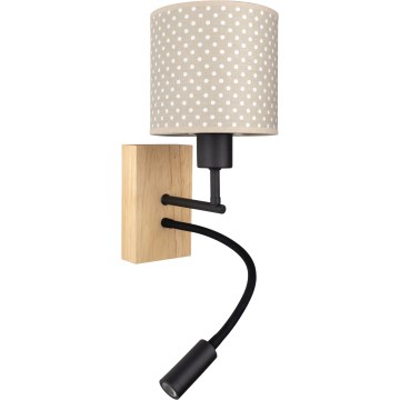 BRILAGI - LED bērnu lokanā sienas lampa BOBO WOOD 1xE27/25W/230V + LED/3W ozols/melns/bēšs/punkti