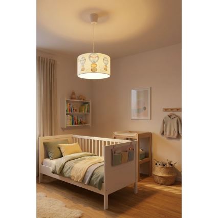 Brilagi - LED bērnu lustra ar trosi BOBO 1xE27/10W/230V Ø 35 cm balta/dzīvnieku motīvs