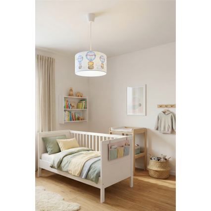 Brilagi - LED bērnu lustra ar trosi BOBO 1xE27/10W/230V Ø 35 cm balta/dzīvnieku motīvs