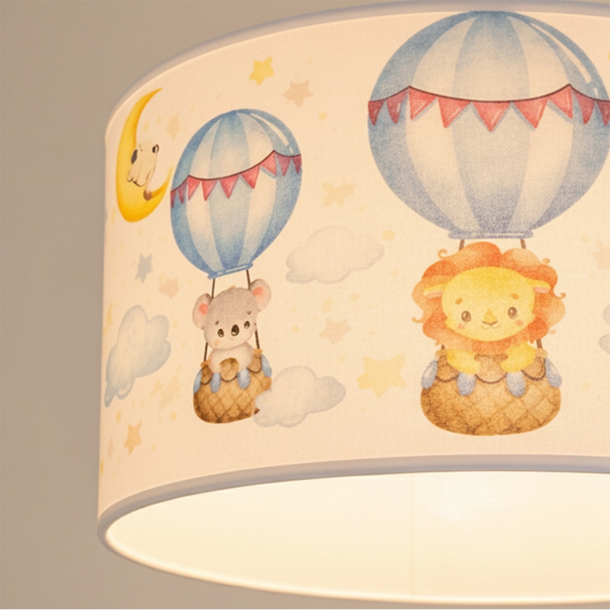 Brilagi - LED bērnu lustra ar trosi BOBO 1xE27/10W/230V Ø 35 cm balta/dzīvnieku motīvs
