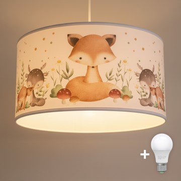 Brilagi - LED bērnu lustra ar trosi BOBO 1xE27/10W/230V Ø 35 cm balta/dzīvnieku motīvs