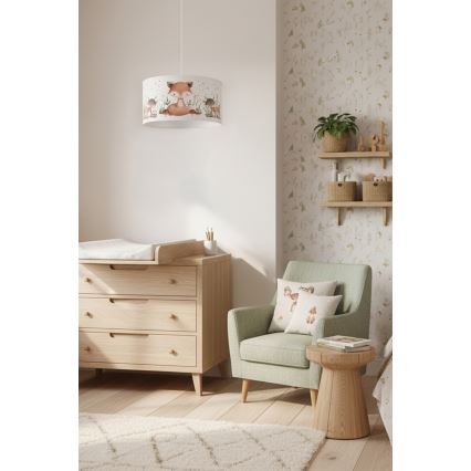 Brilagi - LED bērnu lustra ar trosi BOBO 1xE27/10W/230V Ø 35 cm balta/dzīvnieku motīvs