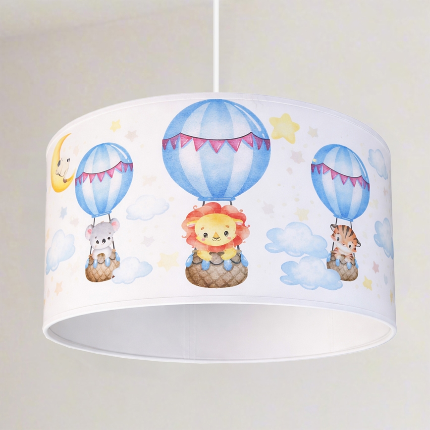 Brilagi - LED bērnu lustra ar trosi BOBO 1xE27/60W/230V Ø 35 cm balta/dzīvnieku motīvs