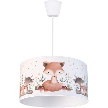 Brilagi - LED bērnu lustra ar trosi BOBO 1xE27/60W/230V Ø 35 cm balta/dzīvnieku motīvs