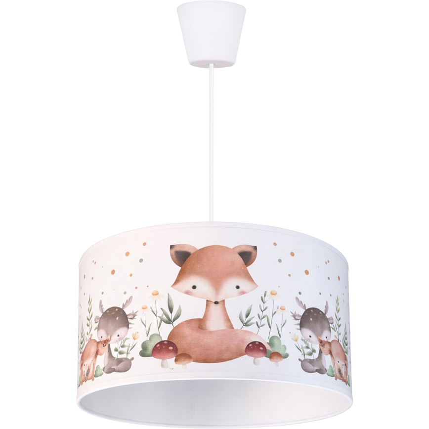 Brilagi - LED bērnu lustra ar trosi BOBO 1xE27/60W/230V Ø 35 cm balta/dzīvnieku motīvs