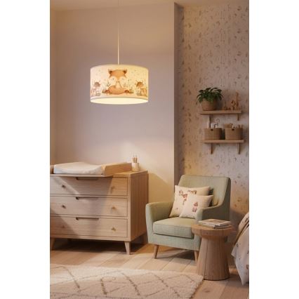 Brilagi - LED bērnu lustra ar trosi BOBO 1xE27/60W/230V Ø 35 cm balta/dzīvnieku motīvs