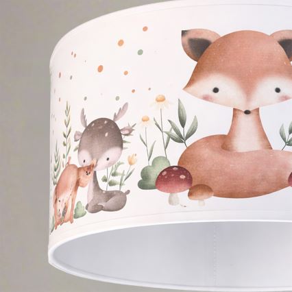 Brilagi - LED bērnu lustra ar trosi BOBO 1xE27/60W/230V Ø 35 cm balta/dzīvnieku motīvs