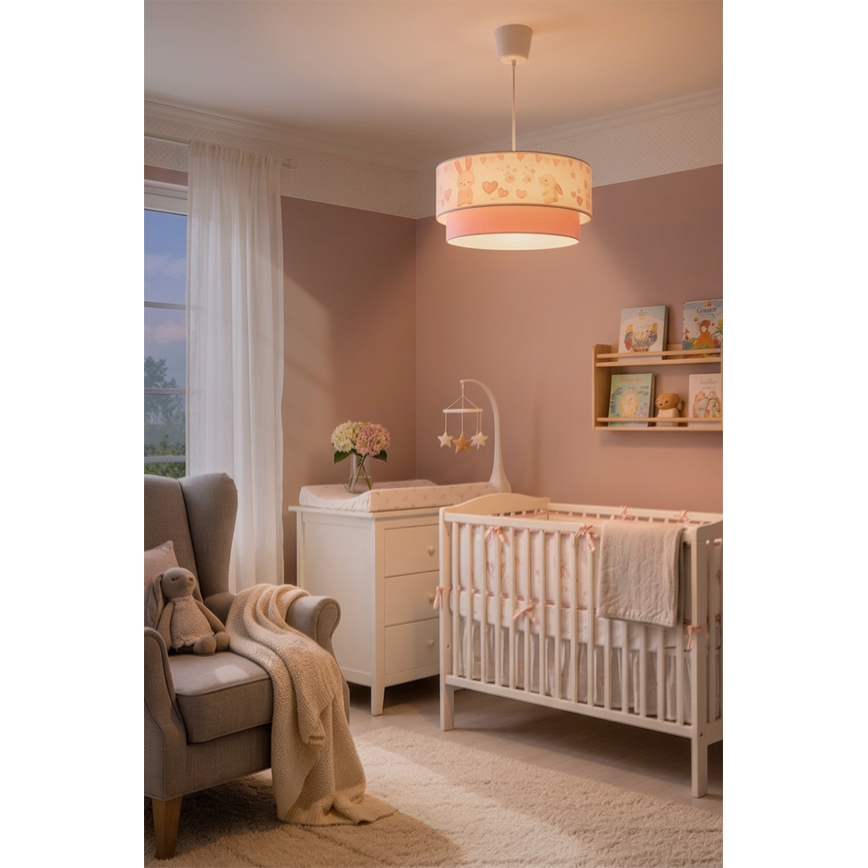 Brilagi- LED bērnu lustra ar trosi BOBO 1xE27/60W/230V Ø40 cm krēmkrāsaina/rozā/karaliskā zila