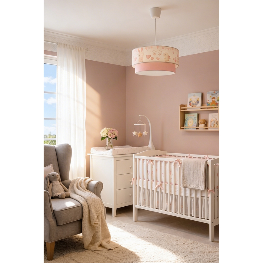 Brilagi- LED bērnu lustra ar trosi BOBO 1xE27/60W/230V Ø40 cm krēmkrāsaina/rozā/karaliskā zila