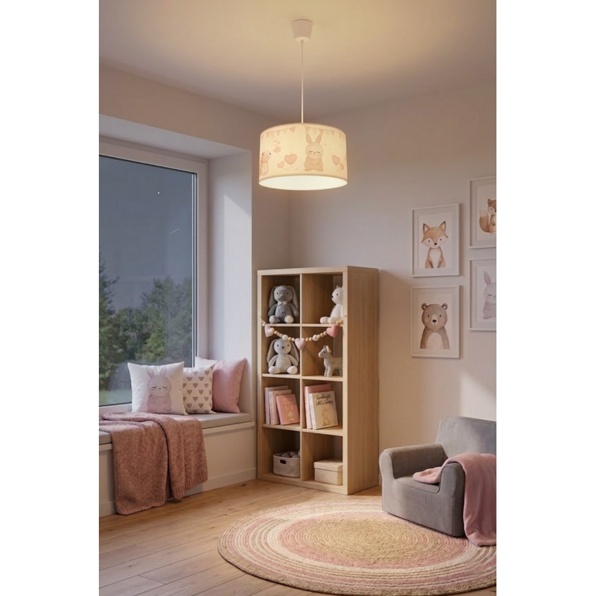 Brilagi - LED bērnu lustra ar vadu BOBO 1xE27/10W/230V Ø 35 cm balta/dzīvnieku motīvs