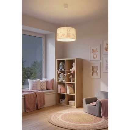 Brilagi - LED bērnu lustra ar vadu BOBO 1xE27/60W/230V Ø 35 cm balta/dzīvnieku motīvs