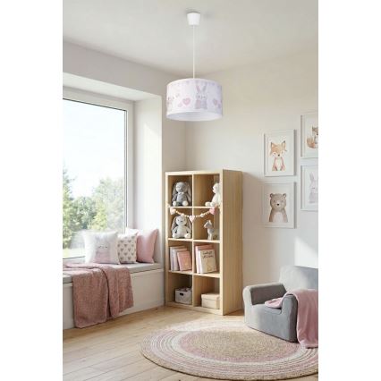 Brilagi - LED bērnu lustra ar vadu BOBO 1xE27/60W/230V Ø 35 cm balta/dzīvnieku motīvs