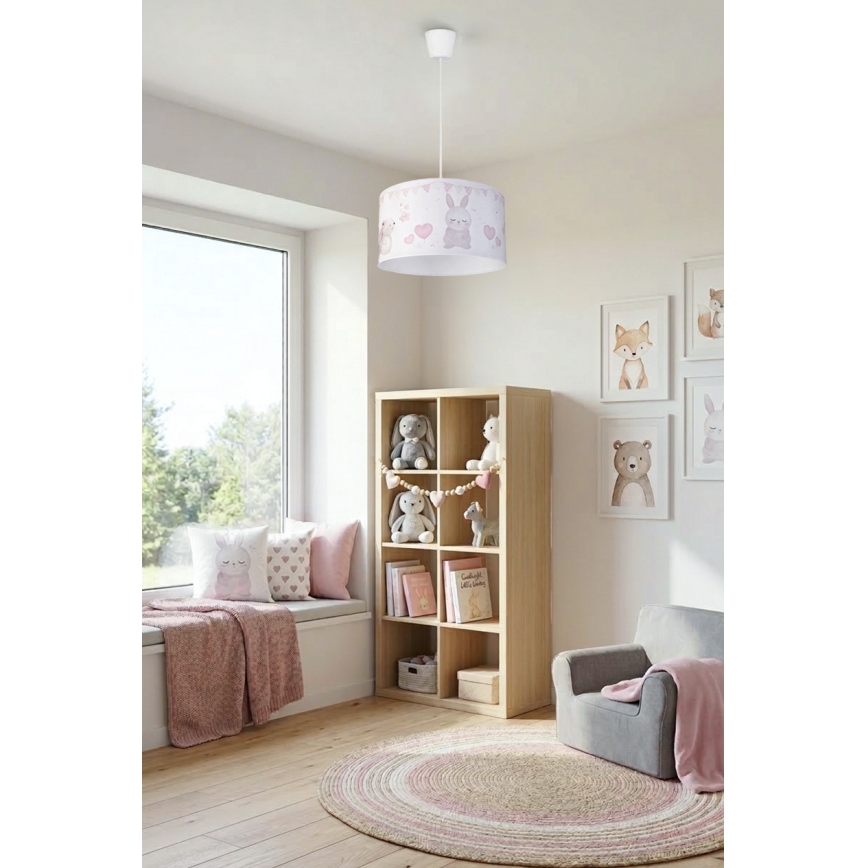 Brilagi - LED bērnu lustra ar vadu BOBO 1xE27/60W/230V Ø 35 cm balta/dzīvnieku motīvs