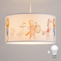 Brilagi - LED bērnu lustra uz auklas BOBO 1xE27/10W/230V Ø 35 cm balta/dzīvnieciņas