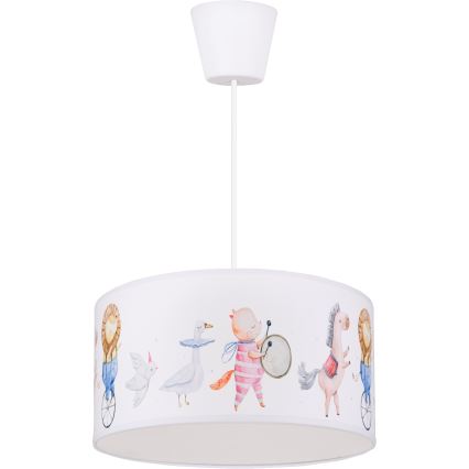 Brilagi - LED bērnu lustra uz auklas BOBO 1xE27/10W/230V Ø 35 cm balta/dzīvnieciņas