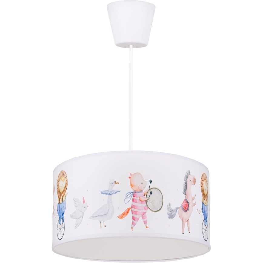 Brilagi - LED bērnu lustra uz auklas BOBO 1xE27/60W/230V Ø 35 cm balta/dzīvnieciņas