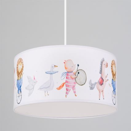 Brilagi - LED bērnu lustra uz auklas BOBO 1xE27/60W/230V Ø 35 cm balta/dzīvnieciņas