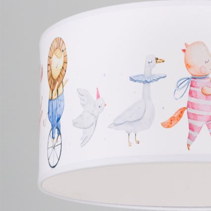 Brilagi - LED bērnu lustra uz auklas BOBO 1xE27/60W/230V Ø 35 cm balta/dzīvnieciņas