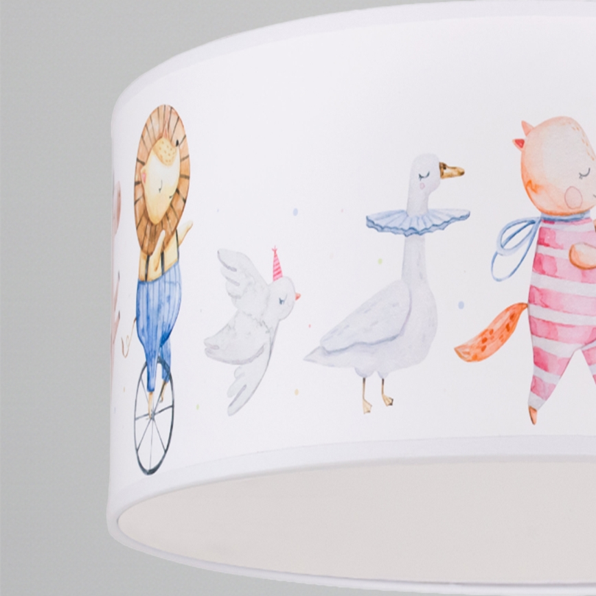 Brilagi - LED bērnu lustra uz auklas BOBO 1xE27/60W/230V Ø 35 cm balta/dzīvnieciņas