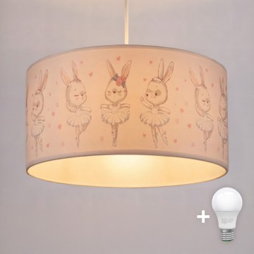 Brilagi - LED bērnu lustra uz kabeļa BOBO, 1xE27/10W/230V, Ø 35 cm, balta ar zaķīšiem