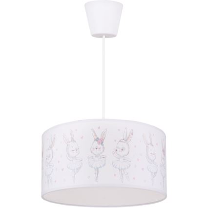 Brilagi - LED bērnu lustra uz kabeļa BOBO, 1xE27/10W/230V, Ø 35 cm, balta ar zaķīšiem