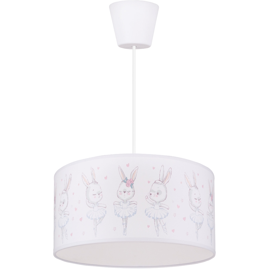 Brilagi - LED bērnu lustra uz kabeļa BOBO, 1xE27/10W/230V, Ø 35 cm, balta ar zaķīšiem