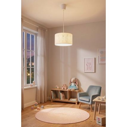 Brilagi - LED bērnu lustra uz kabeļa BOBO, 1xE27/10W/230V, Ø 35 cm, balta ar zaķīšiem