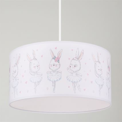 Brilagi - LED bērnu lustra uz kabeļa BOBO, 1xE27/10W/230V, Ø 35 cm, balta ar zaķīšiem