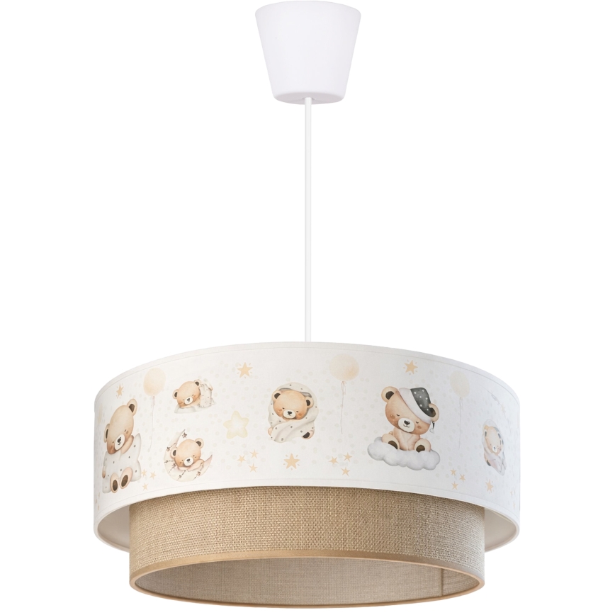 Brilagi - LED bērnu piekaramā lampa BOBO, 1xE27/10W/230V, Ø 40 cm, balta/bēša/ar lācīšiem