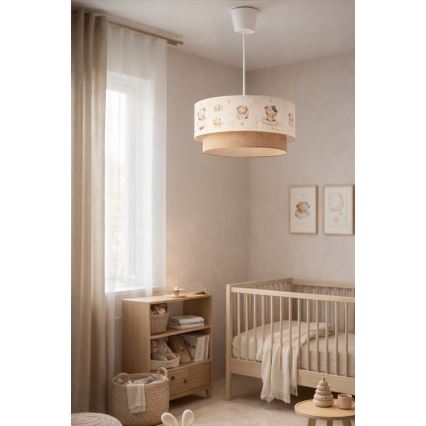 Brilagi - LED bērnu piekaramā lampa BOBO, 1xE27/10W/230V, Ø 40 cm, balta/bēša/ar lācīšiem