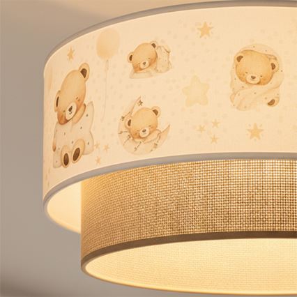 Brilagi - LED bērnu piekaramā lampa BOBO, 1xE27/10W/230V, Ø 40 cm, balta/bēša/ar lācīšiem