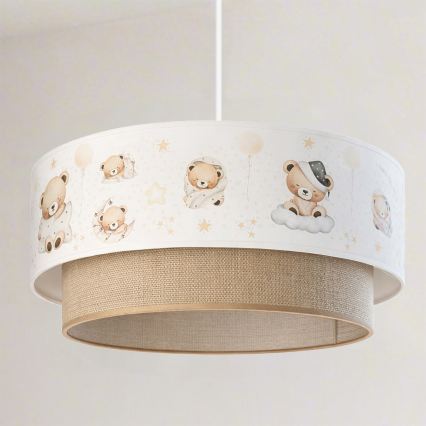 Brilagi - LED bērnu piekaramā lampa BOBO, 1xE27/10W/230V, Ø 40 cm, balta/bēša/ar lācīšiem