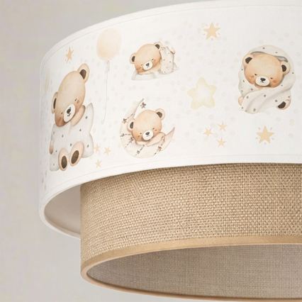 Brilagi - LED bērnu piekaramā lampa BOBO, 1xE27/10W/230V, Ø 40 cm, balta/bēša/ar lācīšiem