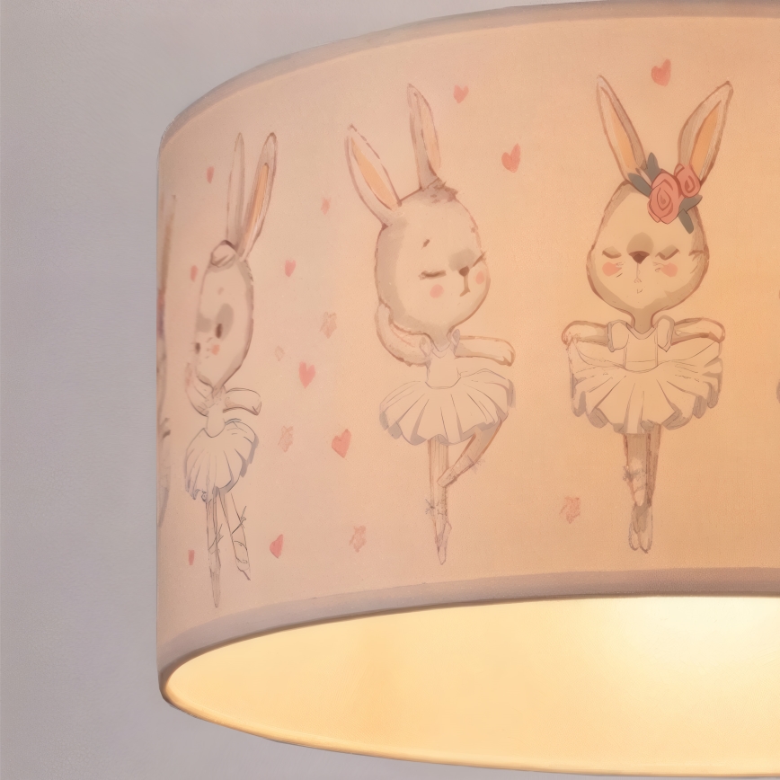 Brilagi - LED bērnu lustra uz kabeļa BOBO, 1xE27/60W/230V, Ø 35 cm, balta ar zaķīšiem