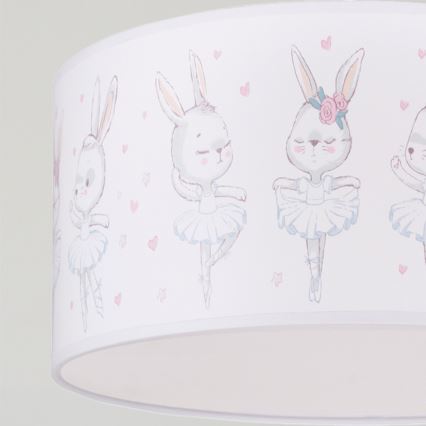 Brilagi - LED bērnu lustra uz kabeļa BOBO, 1xE27/60W/230V, Ø 35 cm, balta ar zaķīšiem
