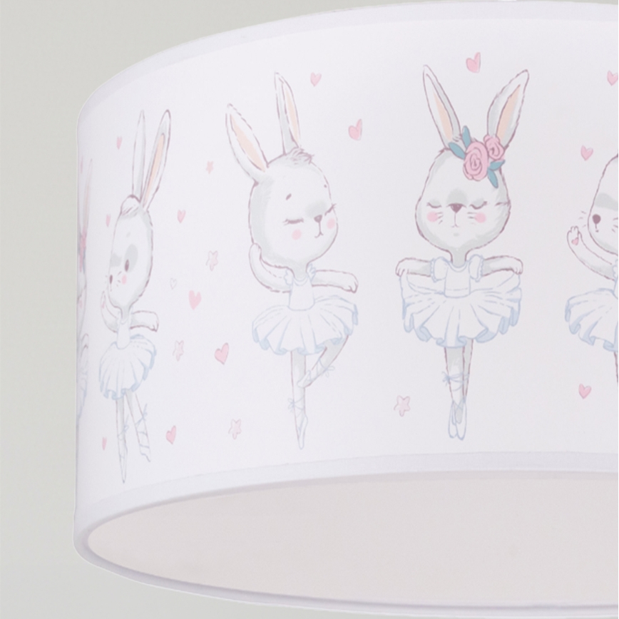 Brilagi - LED bērnu lustra uz kabeļa BOBO, 1xE27/60W/230V, Ø 35 cm, balta ar zaķīšiem