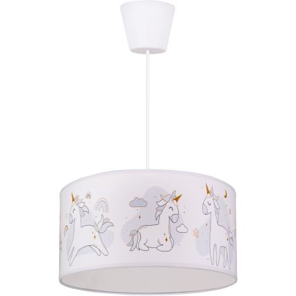 Brilagi - LED bērnu pakaramā lampa uz kabeļa BOBO 1xE27/60W/230V Ø 35 cm balta/ar vienradžiem