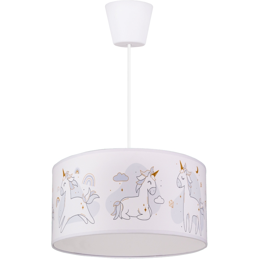 Brilagi - LED bērnu pakaramā lampa uz kabeļa BOBO 1xE27/60W/230V Ø 35 cm balta/ar vienradžiem