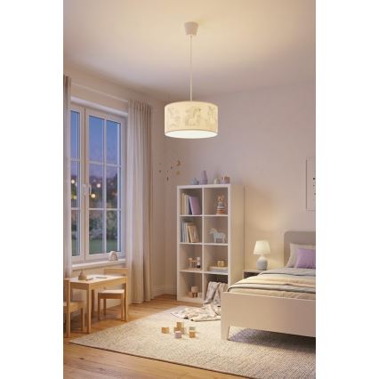 Brilagi - LED bērnu pakaramā lampa uz kabeļa BOBO 1xE27/60W/230V Ø 35 cm balta/ar vienradžiem