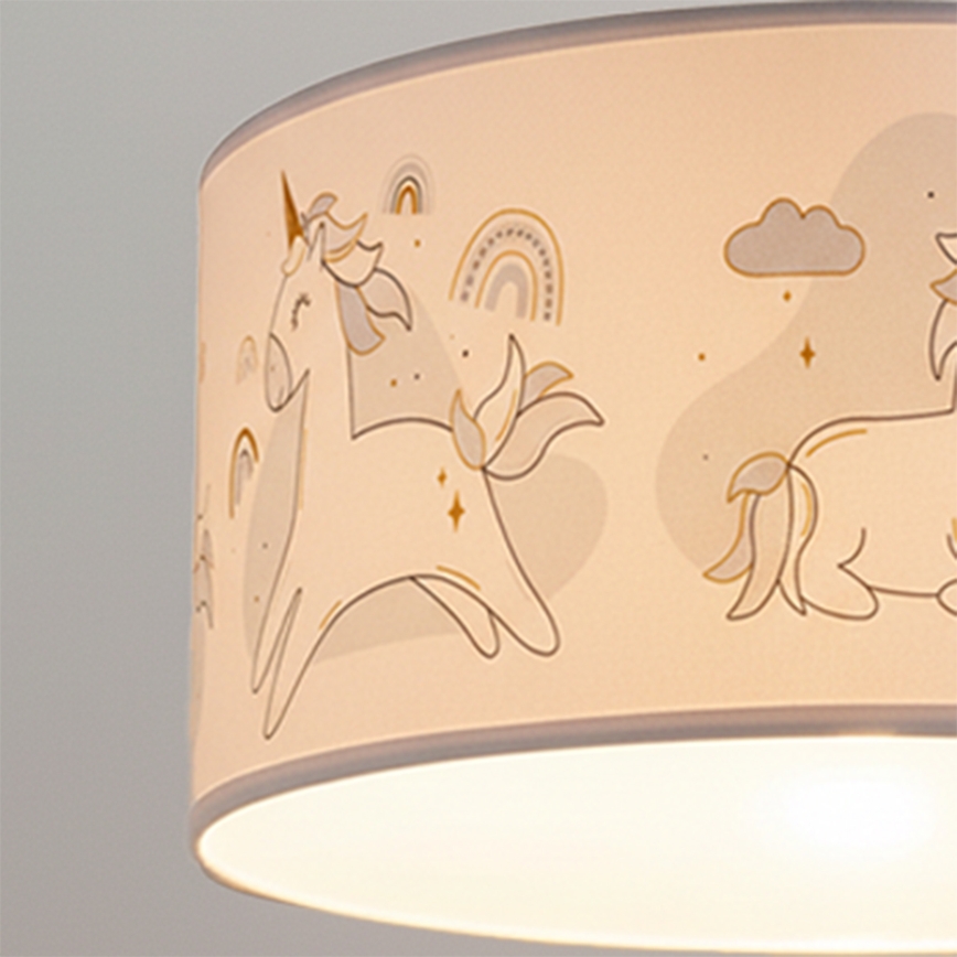 Brilagi - LED bērnu pakaramā lampa uz kabeļa BOBO 1xE27/60W/230V Ø 35 cm balta/ar vienradžiem