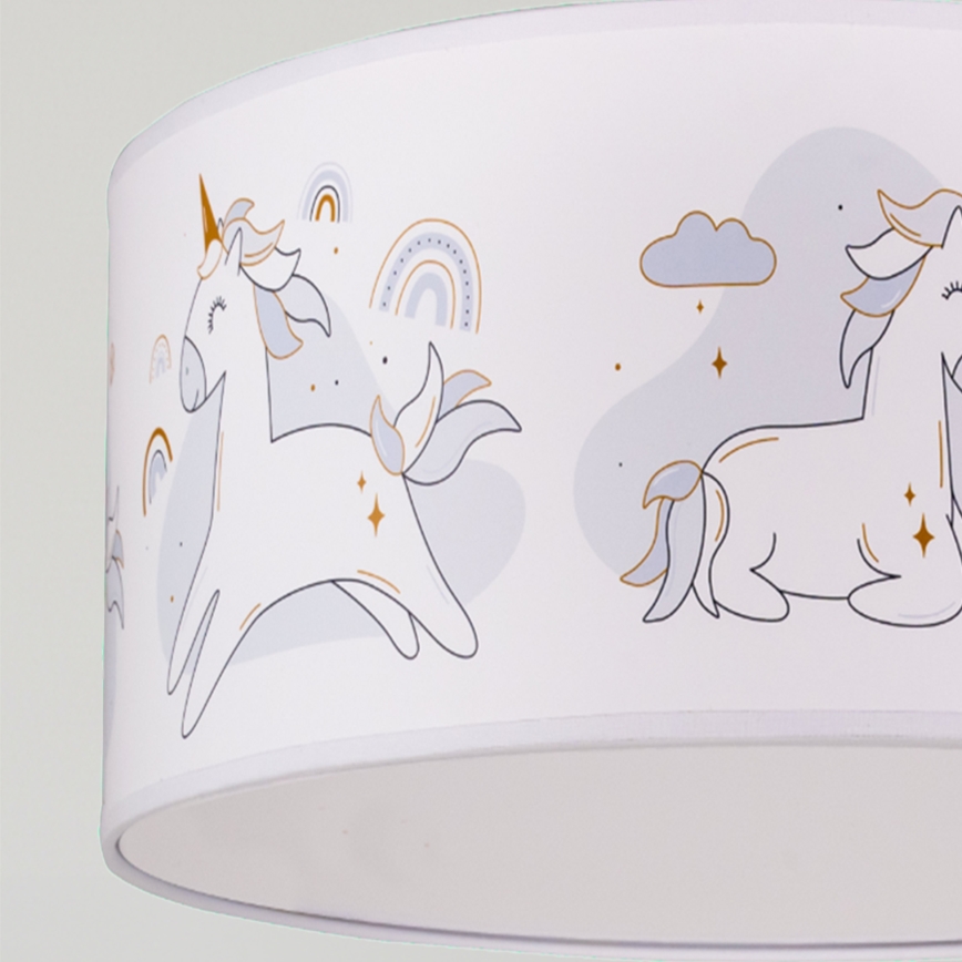 Brilagi - LED bērnu pakaramā lampa uz kabeļa BOBO 1xE27/60W/230V Ø 35 cm balta/ar vienradžiem