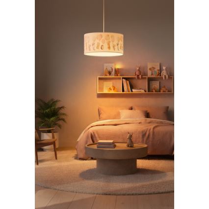 Brilagi - LED bērnu lustra uz troses BOBO 1xE27/10W/230V Ø 35 cm balta ar dzīvnieku motīvu