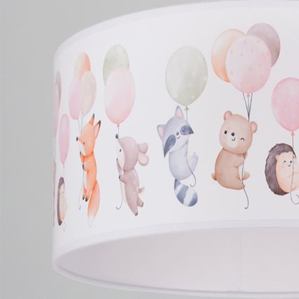 Brilagi - LED bērnu lustra uz troses BOBO 1xE27/10W/230V Ø 35 cm balta ar dzīvnieku motīvu