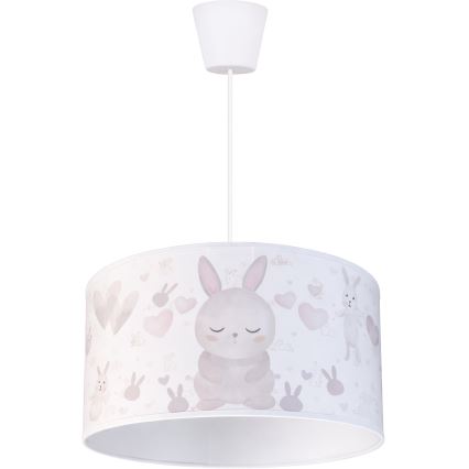 Brilagi - LED bērnu lustra uz troses BOBO 1xE27/10W/230V Ø 35 cm balta/zaķīši