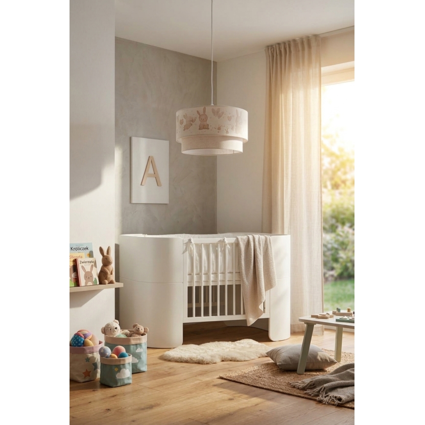 Brilagi - LED bērnu lustra uz troses BOBO 1xE27/10W/230V Ø 35 cm balta/zaķīši