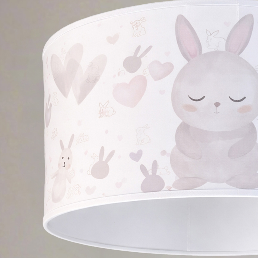 Brilagi - LED bērnu lustra uz troses BOBO 1xE27/10W/230V Ø 35 cm balta/zaķīši