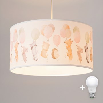 Brilagi - LED bērnu lustra uz troses BOBO 1xE27/60W/230V Ø 35 cm balta ar dzīvnieku motīvu